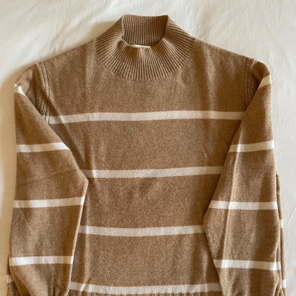 J.Crew Camel Striped Cashmere Sweater - Picture 1 of 3